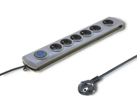 Qoltec Listwa antyprzepięciowa - 6 gniazd, 5m, szara - 1122547 - zdjęcie 1